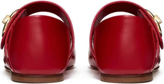 Valentino Garavani Rode platte schoenen met VLogo-band Red Dames