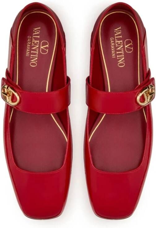 Valentino Garavani Rode platte schoenen met VLogo-band Red Dames