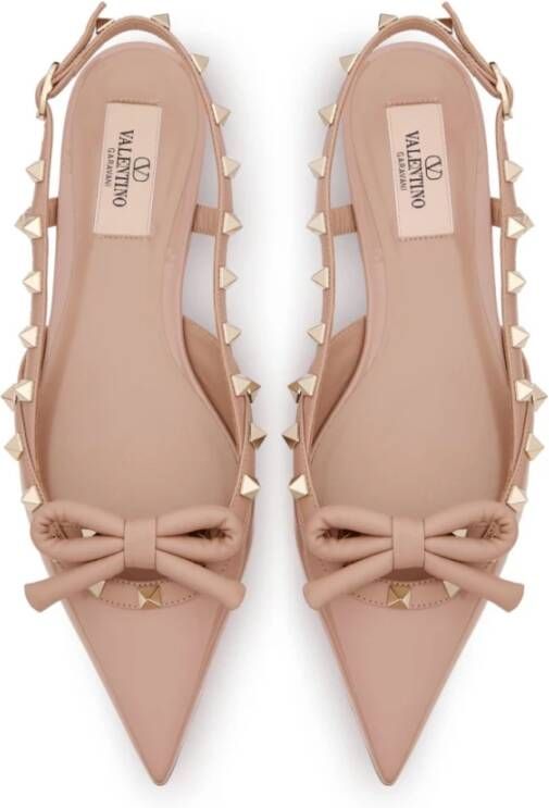 Valentino Garavani Rose Pink Rockstud Platte Schoenen Pink Dames