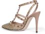 Valentino Garavani Leren Rockstud slingback pumps met mesh en strass - Thumbnail 2