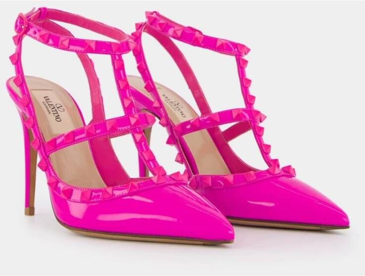 Valentino Garavani Roze Rockstud Enkelband Pumps Pink Dames