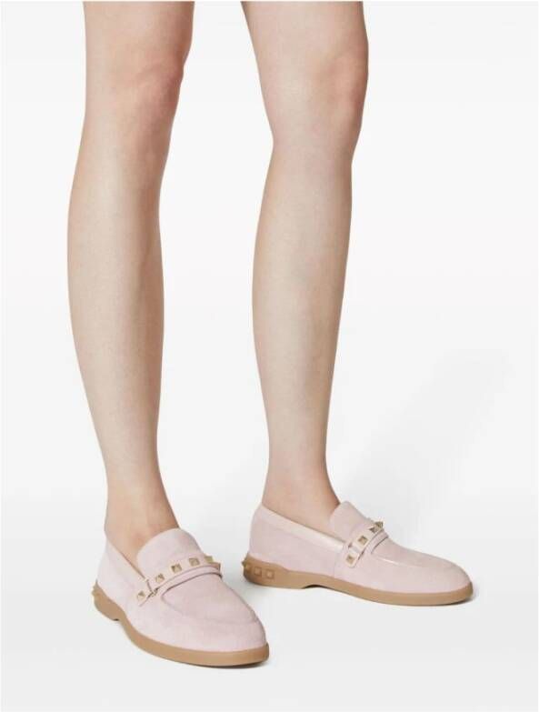 Valentino Garavani Roze Rockstud Instap Platte Schoenen Pink Dames