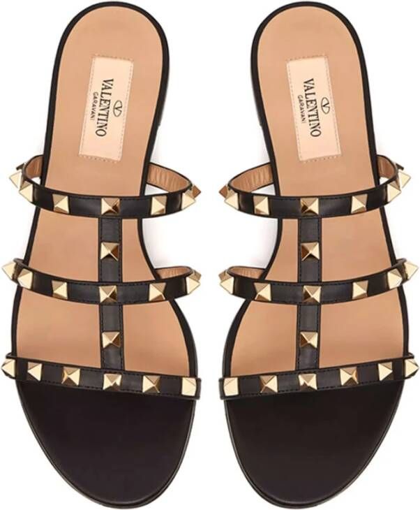 Valentino Garavani Slides Sandalen Zwart Leer Black Dames