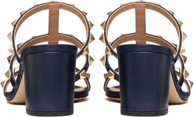 Valentino Garavani Slides Sandalen Zwart Leer Blue Dames