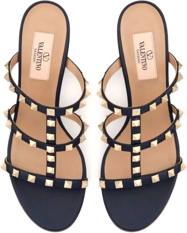 Valentino Garavani Slides Sandalen Zwart Leer Blue Dames