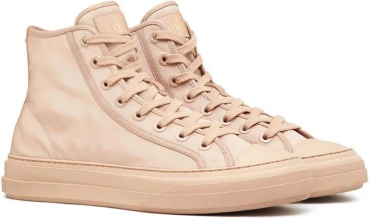 Valentino Garavani Hoge Lace-Up Sneakers Beige Heren