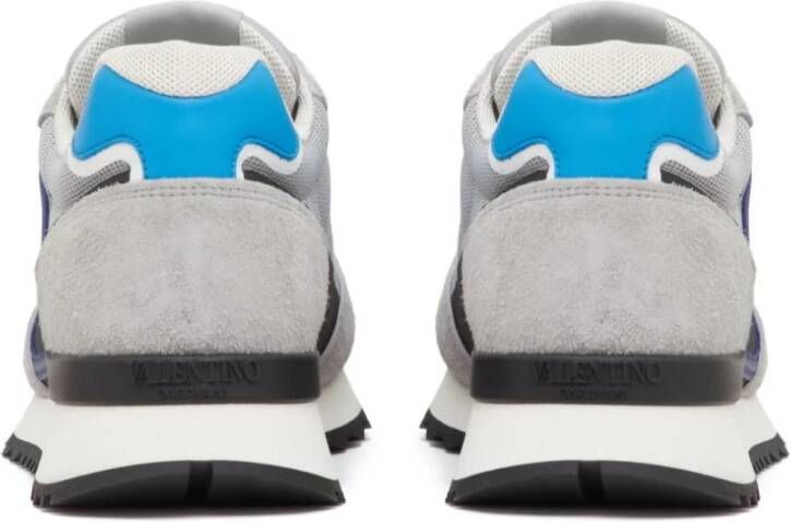 Valentino Garavani Trendy Twee-Tone Lint Leren Sneakers Grijs Heren