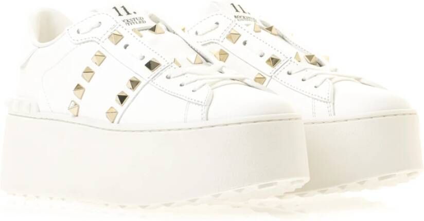 Valentino Garavani Rockstud Flatform Leren Sneakers Wit Dames