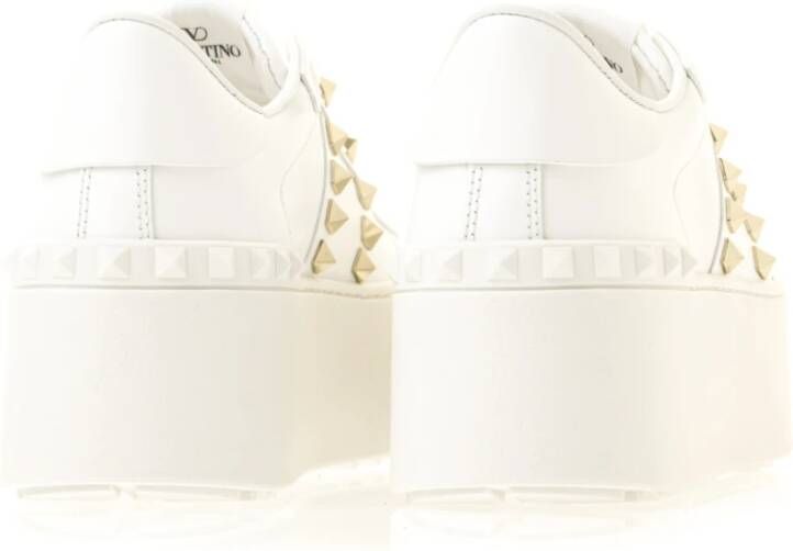 Valentino Garavani Rockstud Flatform Leren Sneakers Wit Dames