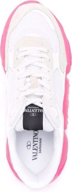 Valentino Garavani Witte lage sneakers met roze accenten Wit Heren