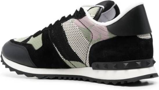 Valentino Garavani Camouflage Rockrunner Lage Sneakers Zwart Heren