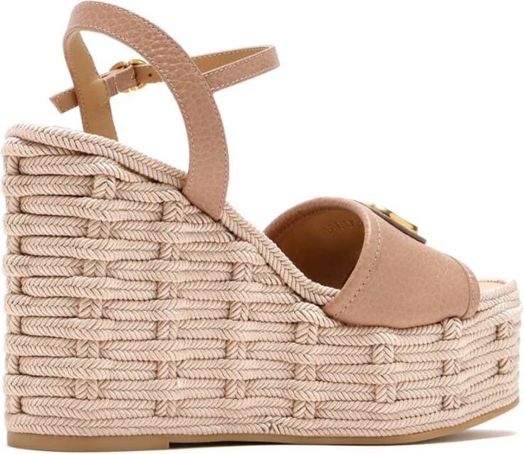 Valentino Garavani Vlogo Signature Wedge Sandal In Grainy Calfskin 120mm