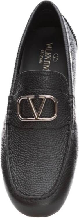 Valentino Garavani Zwarte Platte Vlogo Signature Loafer Schoenen