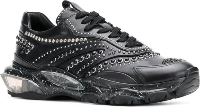 Valentino Garavani Studded Leren Sneakers Versierd Ontwerp Black Heren