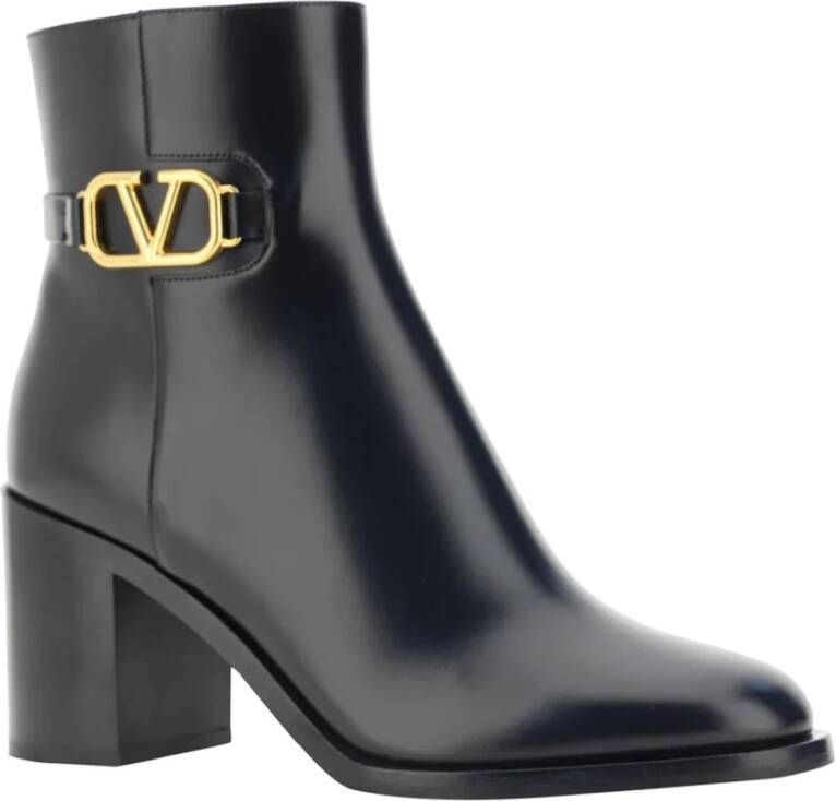 Valentino Garavani V Logo Leren Enkellaarzen Black Dames