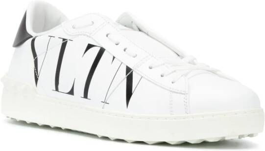 Valentino Garavani Witte Leren Lage Sneakers met Vltn Print White Heren
