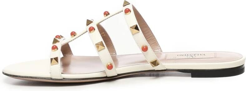 Valentino Garavani Witte Leren Sandalen Ronde Neus