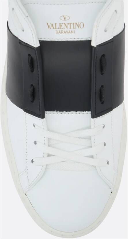 Valentino Garavani Witte Leren Sneakers met Zwarte Accenten White Heren