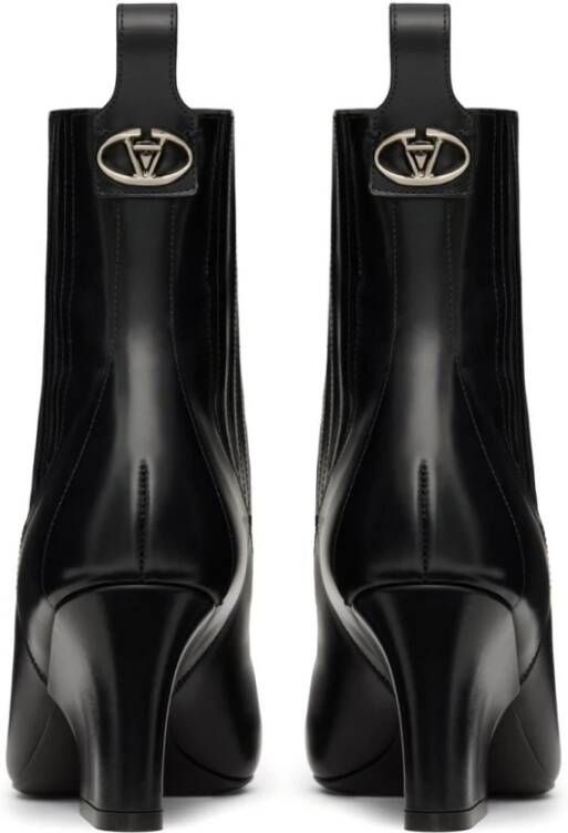 Valentino Garavani Zwarte Geitenleren Blokhaklaarzen Black Dames
