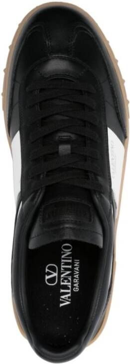 Valentino Garavani Zwarte Gladde Graan Panel Sneakers Black Heren
