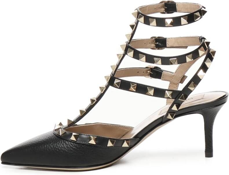 Valentino Garavani Zwarte Hakken met Enkelband en Studs