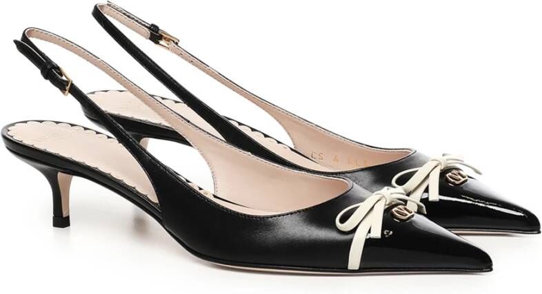 Valentino Garavani Zwarte Lakleren Slingback Strik Hakken Black Dames