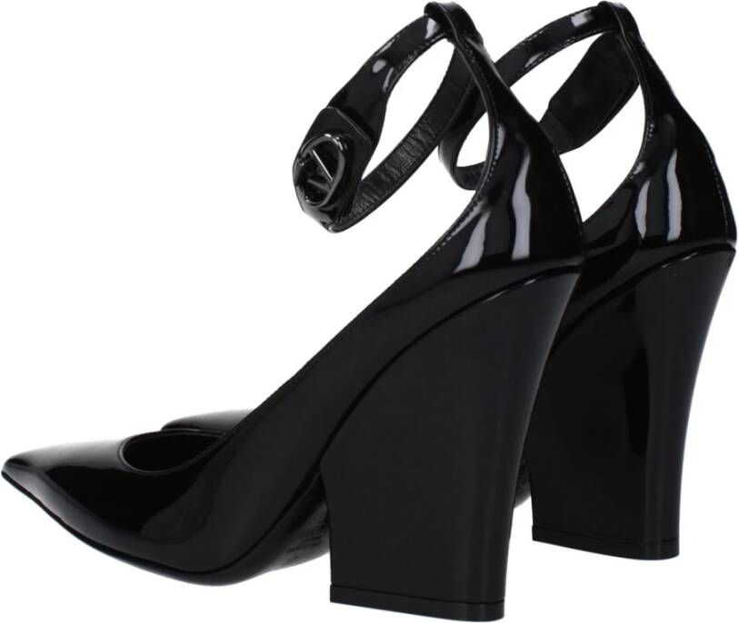 Valentino Garavani Zwarte leren platformpumps met draaislot