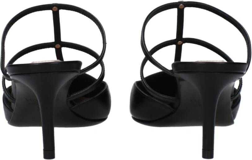 Valentino Garavani Zwarte leren platte sandalen met studs