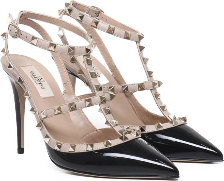 Valentino Garavani Zwarte Leren Rockstud Hakken Black Dames