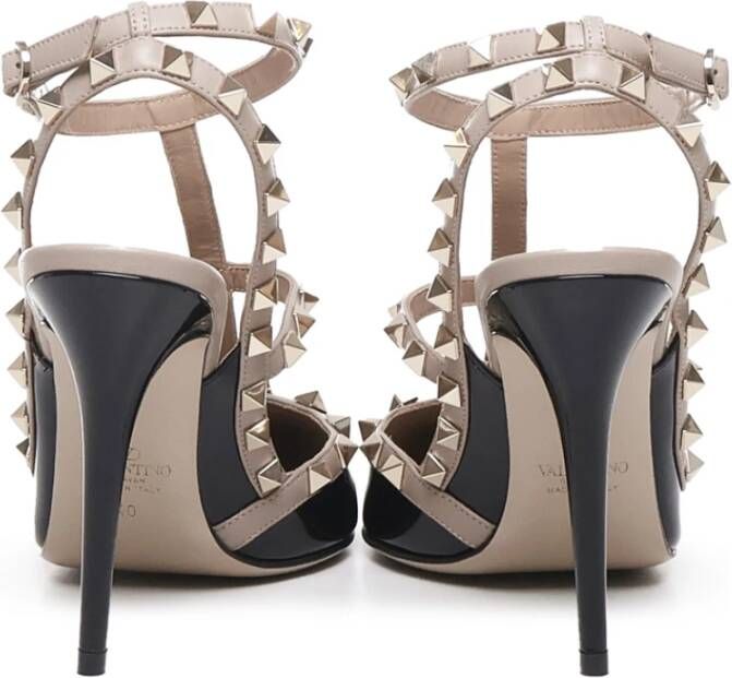 Valentino Garavani Zwarte Leren Rockstud Hakken Black Dames