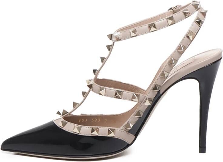 Valentino Garavani Zwarte Leren Rockstud Hakken Black Dames