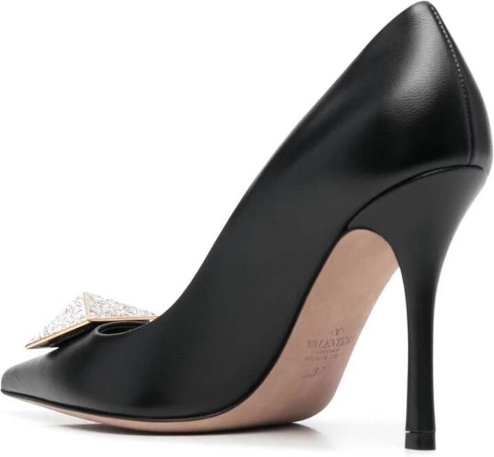 Valentino Garavani Zwarte leren Romeinse studhakken Black Dames