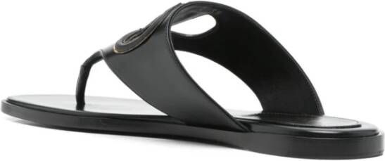 Valentino Garavani Zwarte leren sandalen met vierkante open achterkant