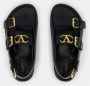 Valentino Garavani Zwarte Leren Sandalen met VLogo-Gespen - Thumbnail 2