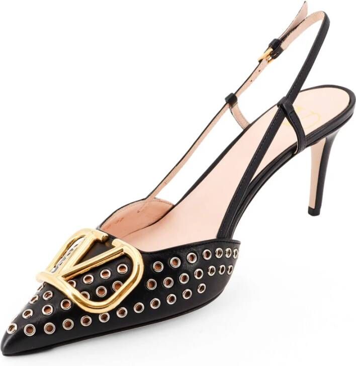 Valentino Garavani Zwarte Leren Stiletto Hak Schoenen