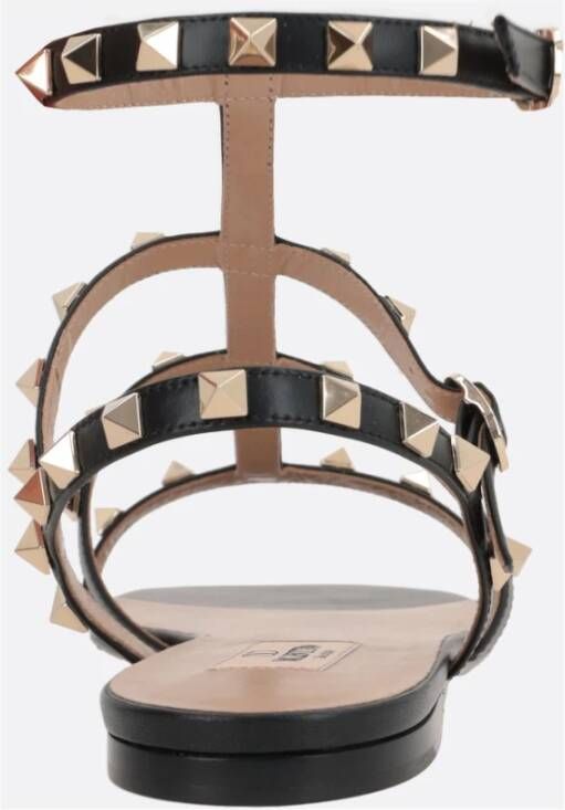 Valentino Garavani Zwarte Leren Studs Sandalen Black Dames
