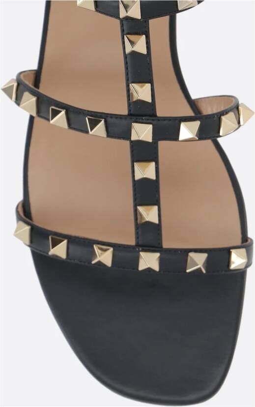 Valentino Garavani Zwarte Leren Studs Sandalen Black Dames