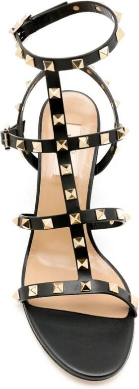 Valentino Garavani Zwarte Leren Studs Sandalen Black Dames