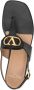Valentino Garavani Zwarte leren teenslippers - Thumbnail 2