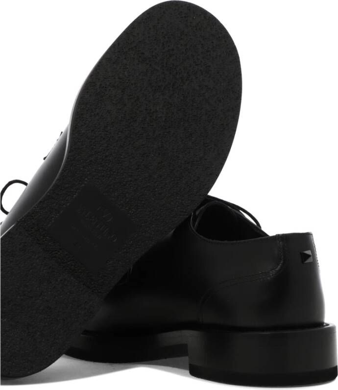 Valentino Garavani Zwarte Leren Veterschoenen