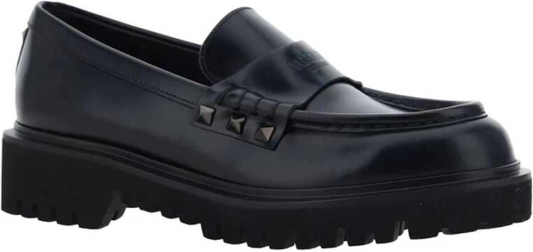 Valentino Garavani Zwarte Loafer Schoenen met Studs Black Dames