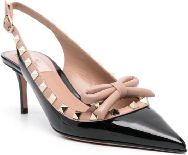 Valentino Garavani Zwarte Patentleren Rockstud Slingback Hakken Black Dames