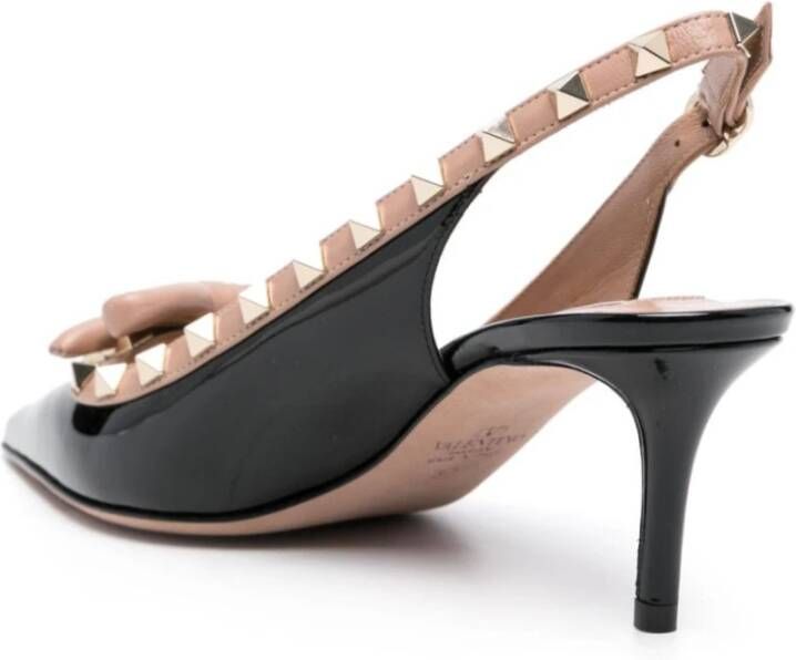 Valentino Garavani Zwarte Patentleren Rockstud Slingback Hakken Black Dames