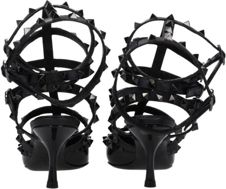 Valentino Garavani Zwarte Patentleren Studs Midhak Sandalen