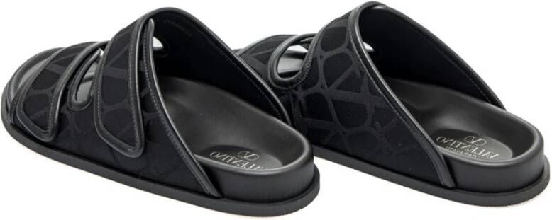 Valentino Garavani Zwarte Platte Sandalen Iconographe Aw24
