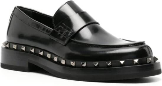 Valentino Garavani Zwarte platte schoenen met Rockstud-details Black Heren
