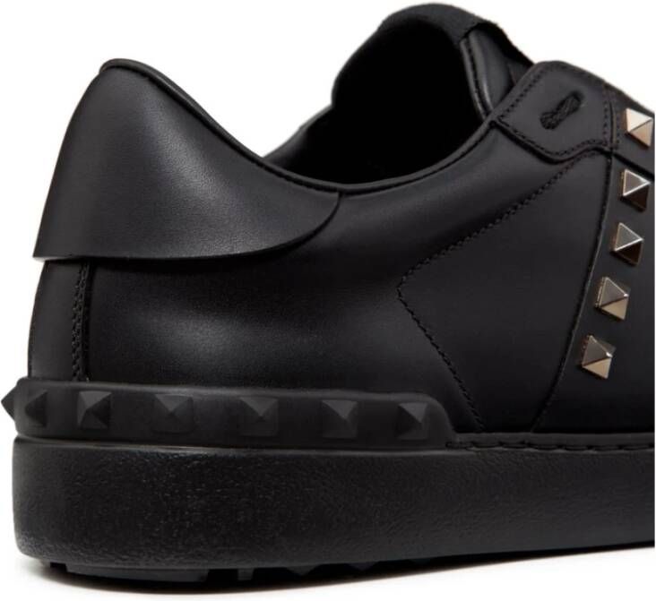 Valentino Garavani Zwarte platte schoenen met veters en Rockstud-versiering