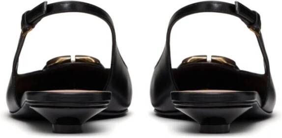 Valentino Garavani Zwarte platte schoenen met Vlogo-handtekening Black Dames