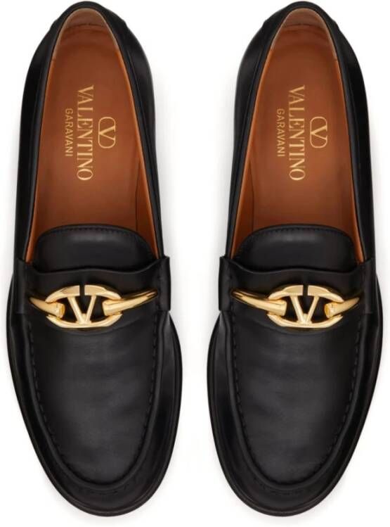 Valentino Garavani Zwarte platte schoenen met VLogo Signature van leer Black Dames
