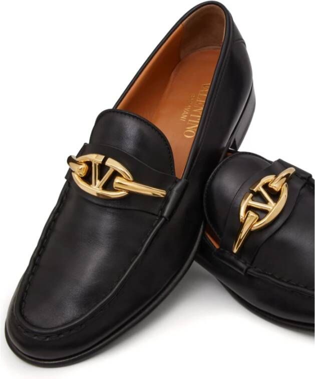 Valentino Garavani Zwarte platte schoenen met VLogo Signature van leer Black Dames